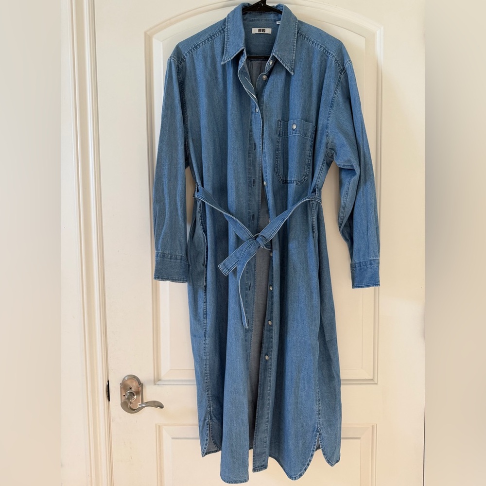 Lemaire Uniqlo Blue Denim Shirt Dress